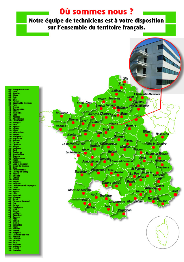 Carte de France — zones d'intervention Mon Expert Photovoltaïque